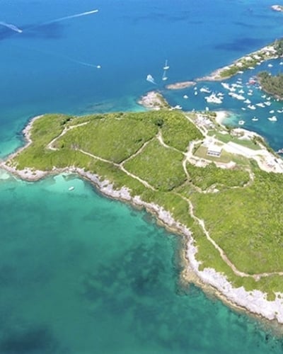 Aerial view of Hawkin's island