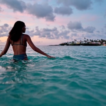 A woman swimming in Bermuda