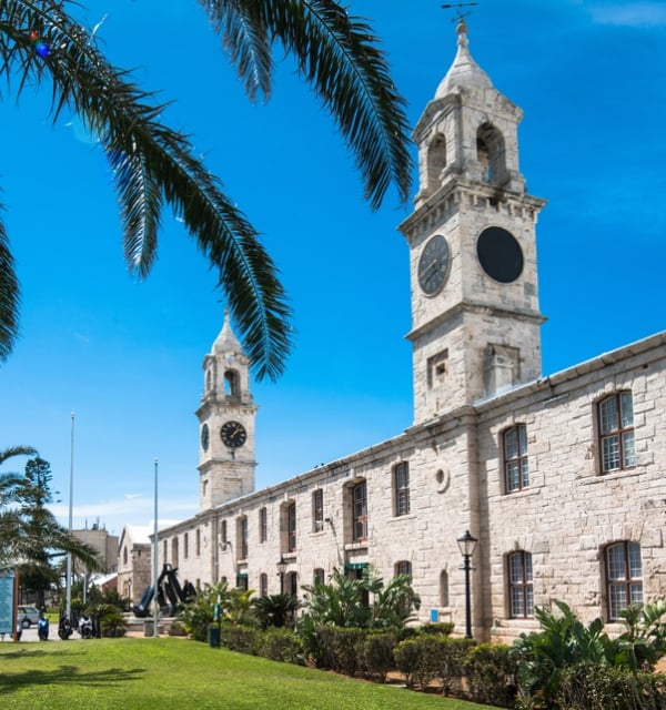 A wide angle of Dockyard's clocktower.